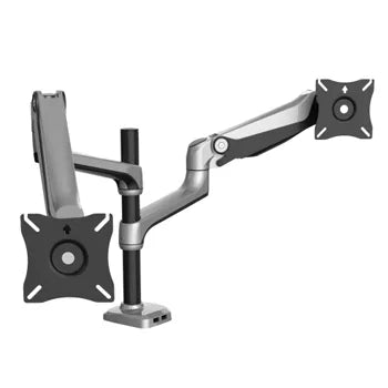 ULTRA, Gas Assist, Monitor bracket, Double Articulated arm, Desk mount, Polished, Suits LCD from 12" (30cm) - 27" (67.5cm), 9kg holding force, With desk clamp & bolt through optionsPart Number: ULT-MB03DM-124
