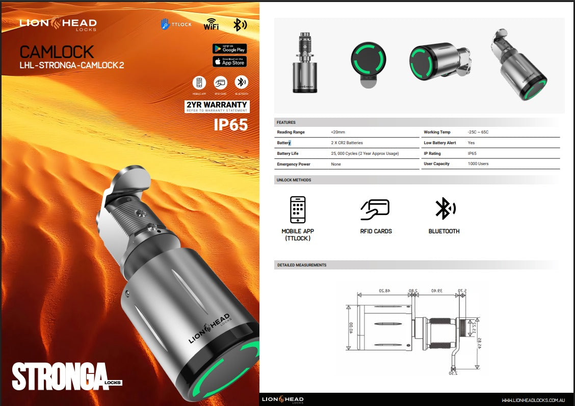 LIONHEAD STRONGA Digital Cam Lock – Multi-Access Smart Lock for Cabinets & Enclosures | Model: LHL-STRONGA-CAMLOCK2