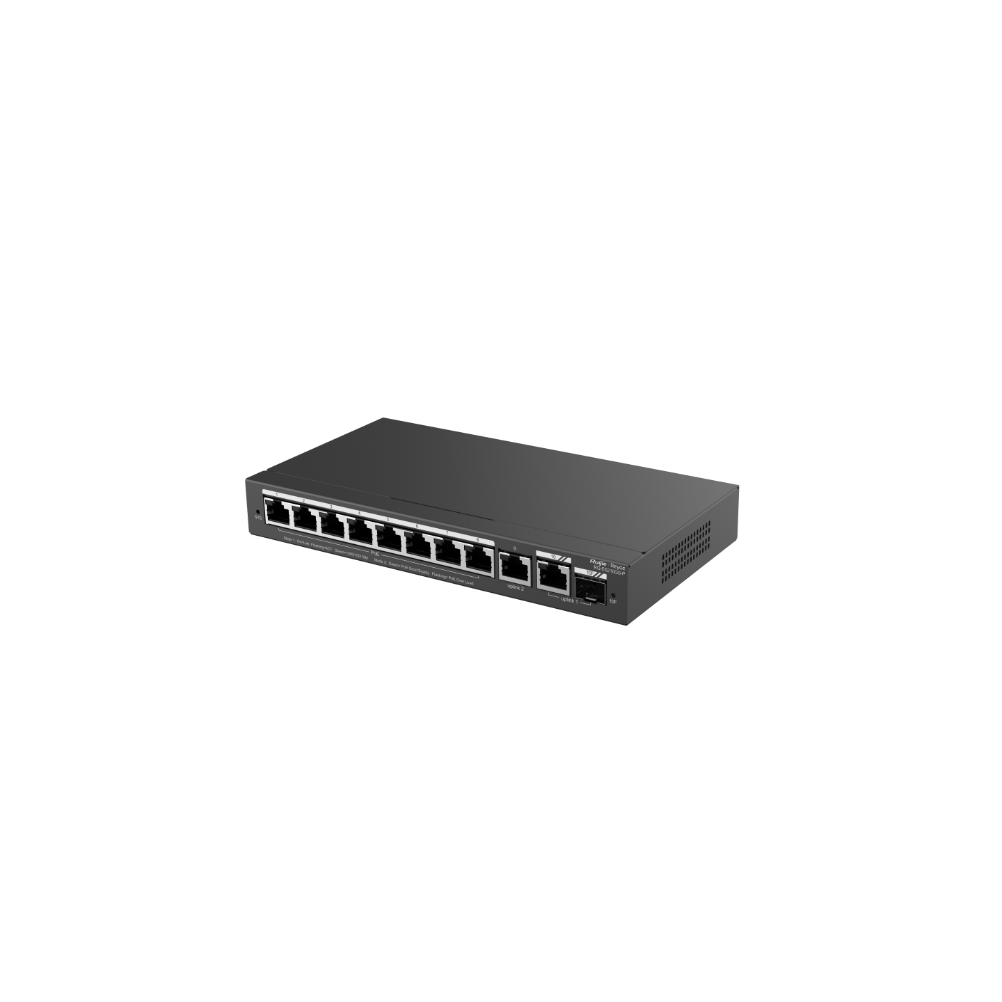 RG-ES210GS-P 10-Port Gigabit Smart Cloud Managed PoE Switch – 8 PoE+ Ports, 1 Combo Port, Fanless, Ideal for Enterprise & CCTV Networks