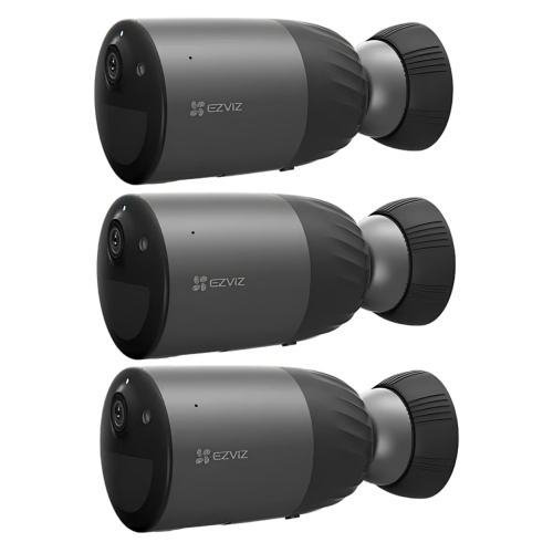 EZVIZ CS‑BC1C PRO 8MP 4K Smart Security Camera – 3-Pack | Wire-Free, Color Night Vision, AI Detection, IP65 Weatherproof (+ Free 12W & 6W Solar Panels