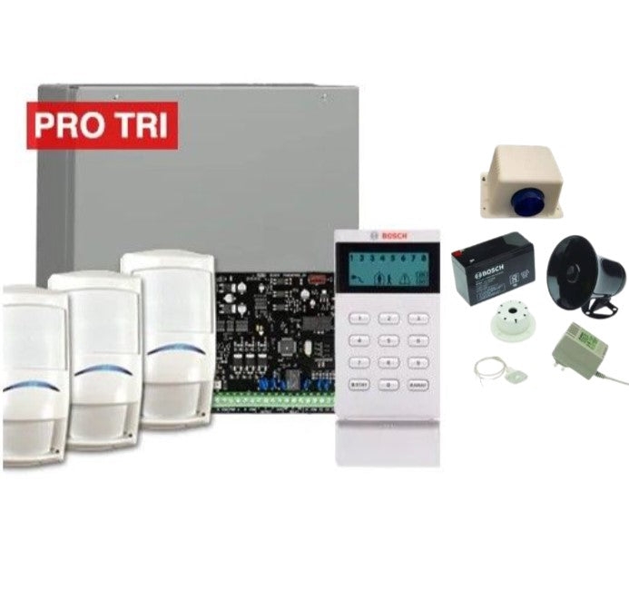 BOSCH, Solution 3000, Alarm kit, Includes ICP-SOL3-P panel, IUI-SOL-ICON LCD keypad, 3x ISC-PDL1-W18G PRO TriTech detectors + siren kit