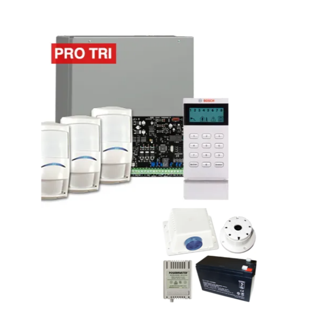 Bosch Solution 4000 Alarm Kit with ICP-SOL4-P Panel, IUI-SOL-ICON Keypad, 3x ISC-PDL1-W18G Tri-Tech Detectors & Siren Kit – K4000-3PROTRI-ICON