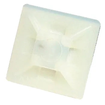 CTB40 Self-Adhesive Cable Tie Base – 28mm x 28mm x 3.5mm, White Polymer, Packet of 25 | Large Surface Cable Mounts for 5.0mm Ties