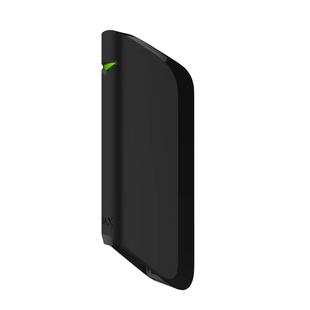 Ajax MotionProtect Curtain wireless IR motion detector in white or black for indoor security, with narrow beam sensor for alarm systems.