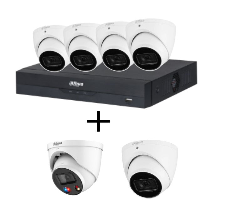 Dahua 6MP/8MP upto 8-Camera Security Kit with 8CH AI NVR – Standard and TIOC Advanced 3.0, PoE, Starlight, Two-Way Audio