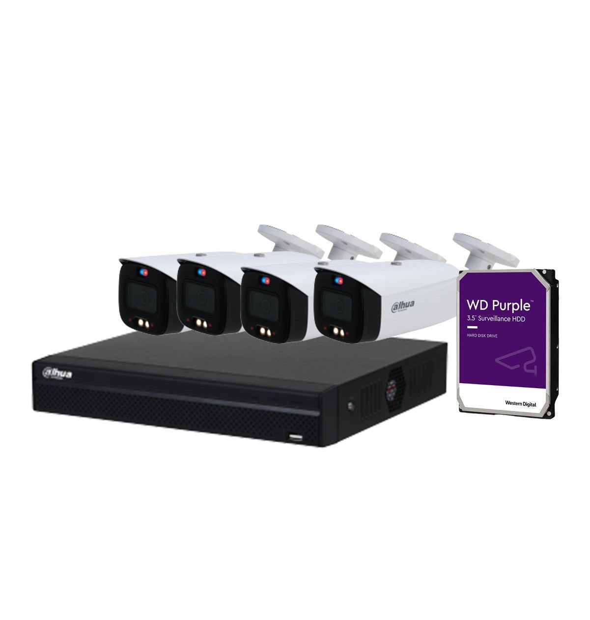 Dahua 4x 6MP CCTV Bullet Camera (White) AI TiOC Security System, 4CH WizSense NVR. DH-IPC-HFW3649T1-AS-PV-ANZ