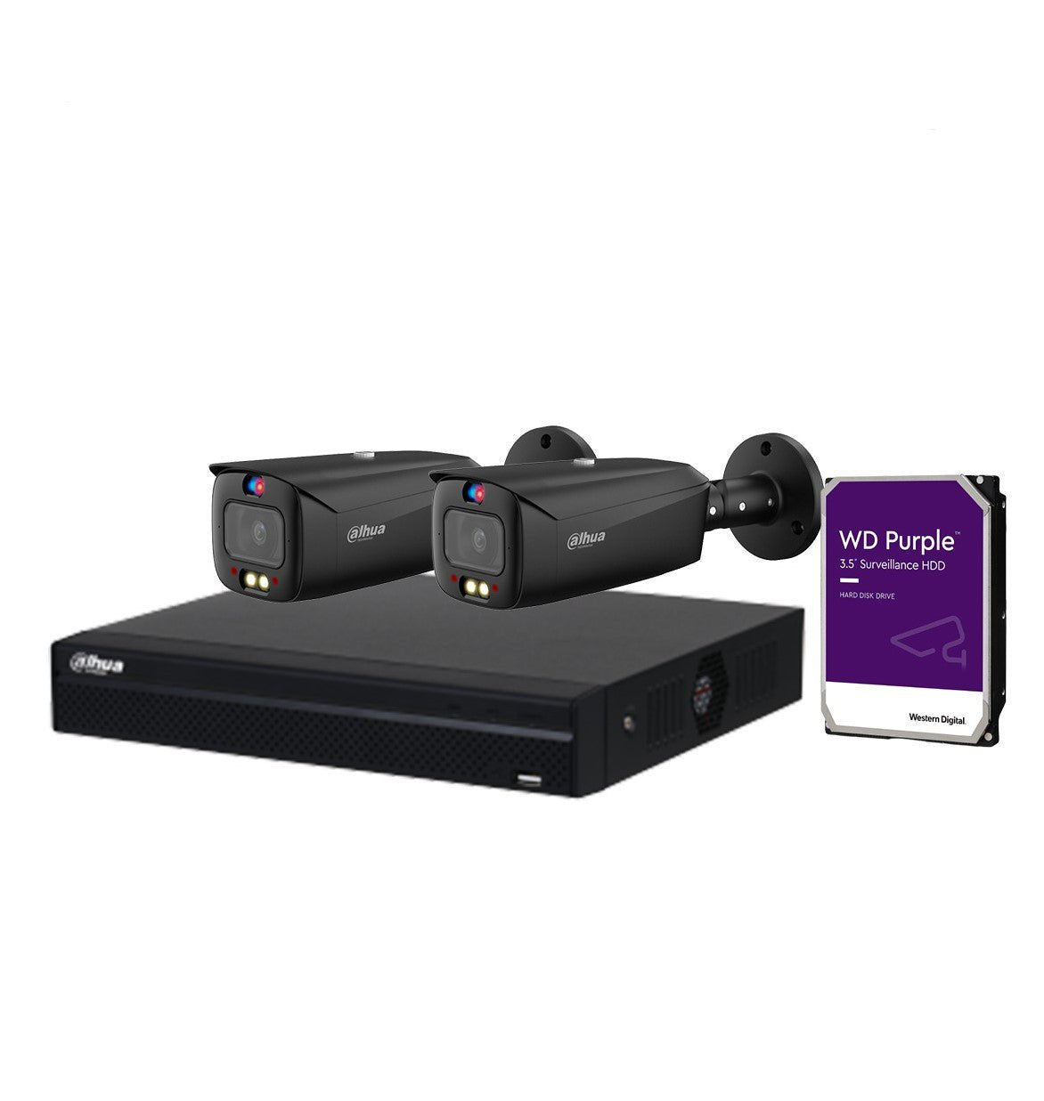 Dahua 2x 6MP CCTV Bullet Camera (Black) AI TiOC Security System, 4CH WizSense NVR DH-IPC-HFW3649T1-AS-PV-ANZ