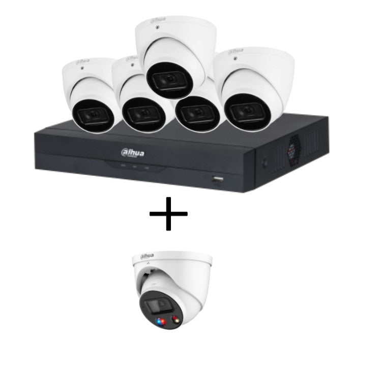 Dahua 6MP/8MP upto 8-Camera Security Kit with 8CH AI NVR – Standard and TIOC Advanced 3.0, PoE, Starlight, Two-Way Audio