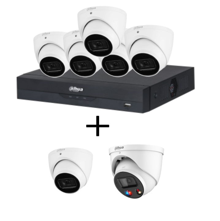 Dahua 6MP/8MP upto 8-Camera Security Kit with 8CH AI NVR – Standard and TIOC Advanced 3.0, PoE, Starlight, Two-Way Audio