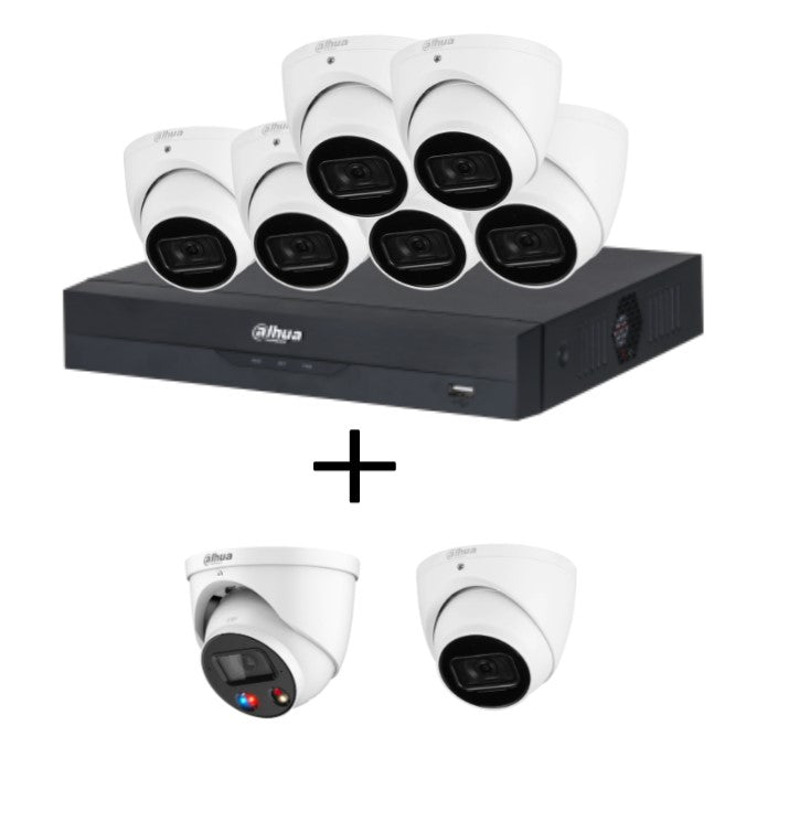 Dahua 6MP/8MP upto 8-Camera Security Kit with 8CH AI NVR – Standard and TIOC Advanced 3.0, PoE, Starlight, Two-Way Audio
