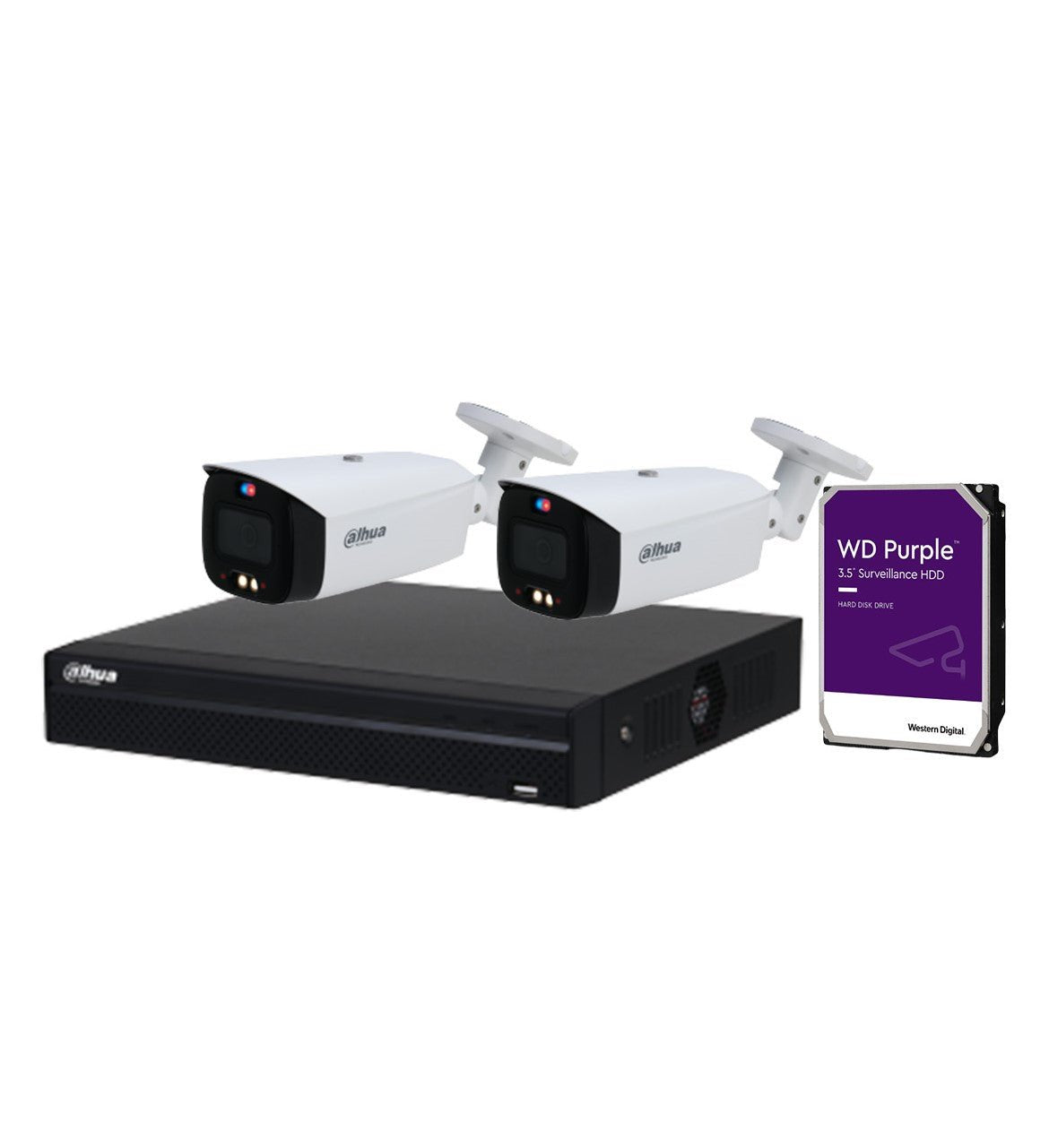 Dahua 2x 6MP CCTV Bullet Camera (White) AI TiOC Security System, 4CH WizSense NVR DH-IPC-HFW3649T1-AS-PV-ANZ
