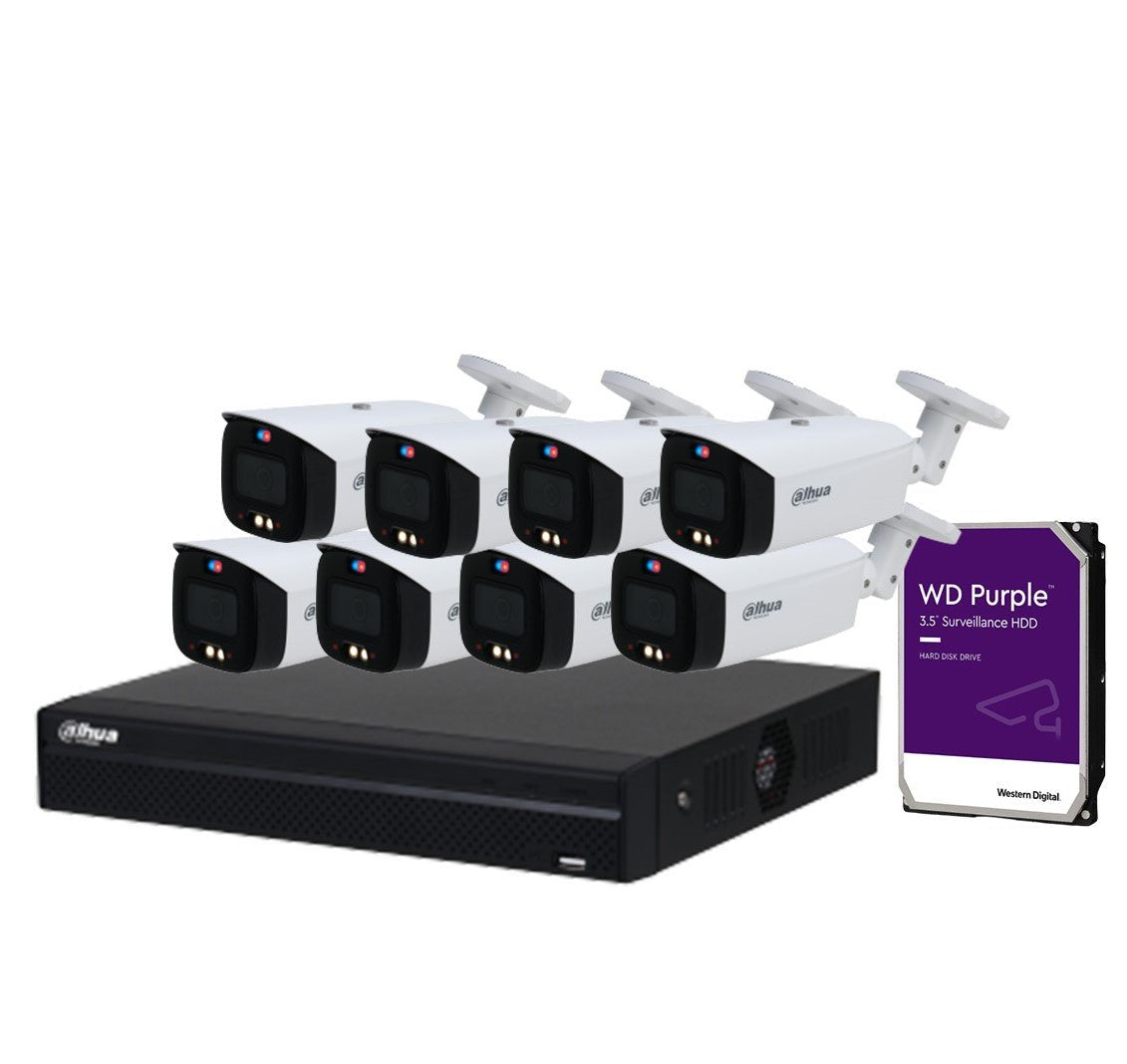 Dahua TiOC Security System 8x 6MP Bullet Cameras, 8CH WizSense NVR + HDD (DH-IPC-HFW3649T1-AS-PV-ANZ)