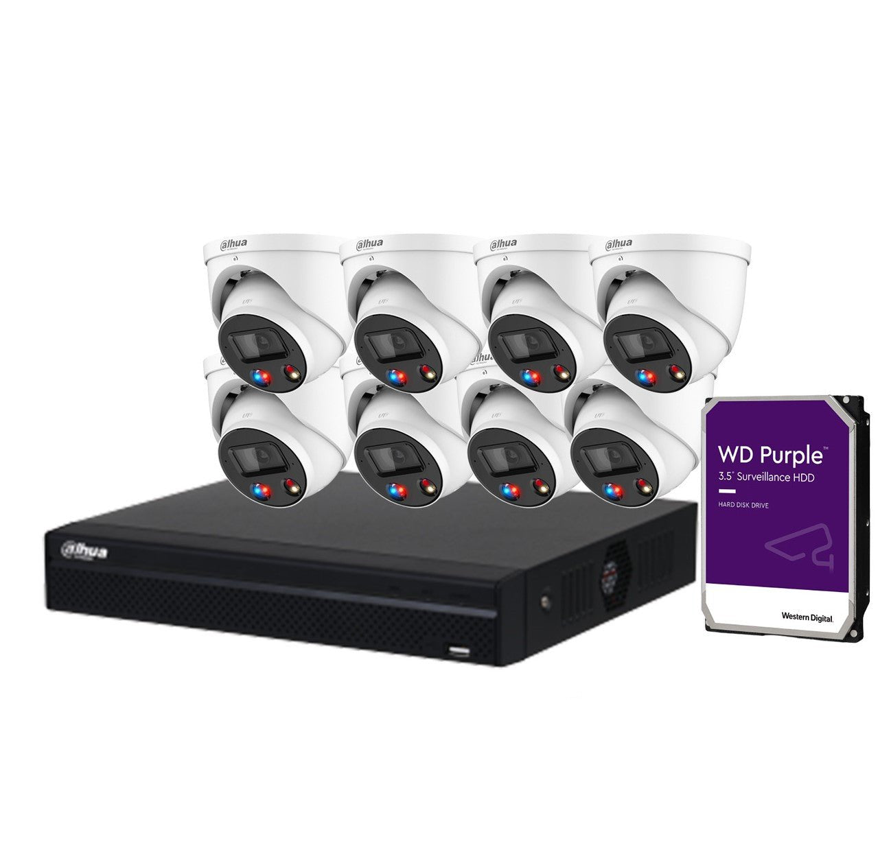 Dahua AI TiOC 8x 6MP CCTV Cameras (White) DH-IPC-HDW3649H-AS-PV-ANZ, 8CH WizSense NVR Kit