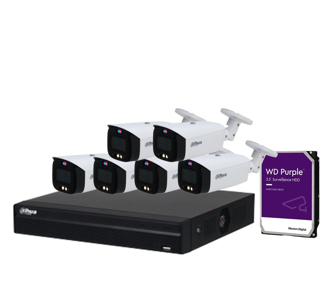 Dahua TiOC Security System 6x 6MP Bullet Cameras, 8CH WizSense NVR + HDD Kit (DH-IPC-HFW3649T1-AS-PV-ANZ)