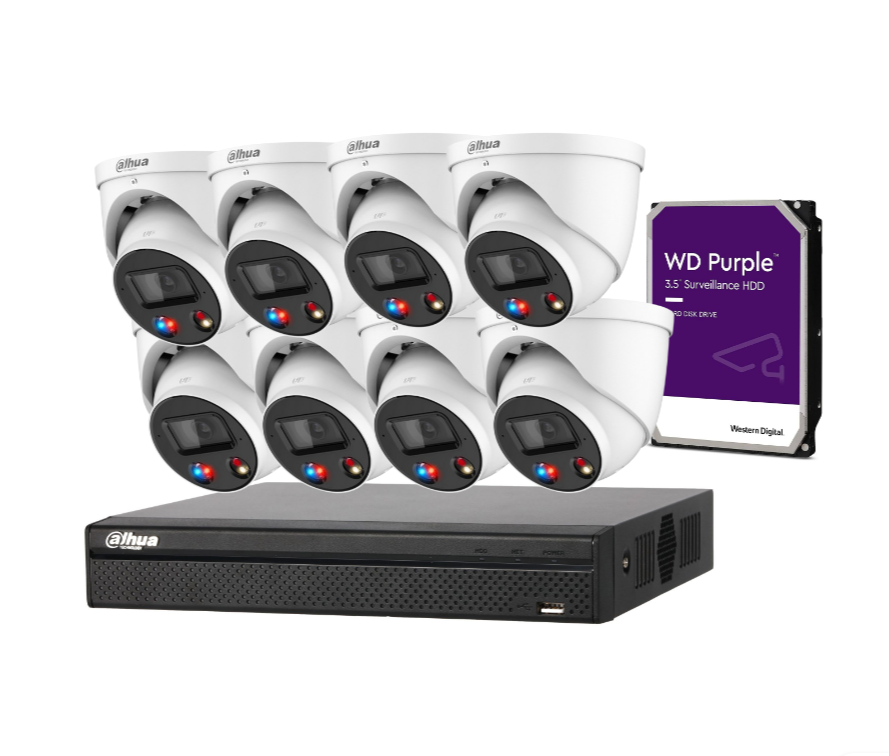 Dahua 8-Camera 8MP TIOC 3.0 Active Deterrence AI Kit with 8/16 Channel WizSense AI NVR System (DH-IPC-HDW3849H-AS-PV-S2) - CCTV Importers