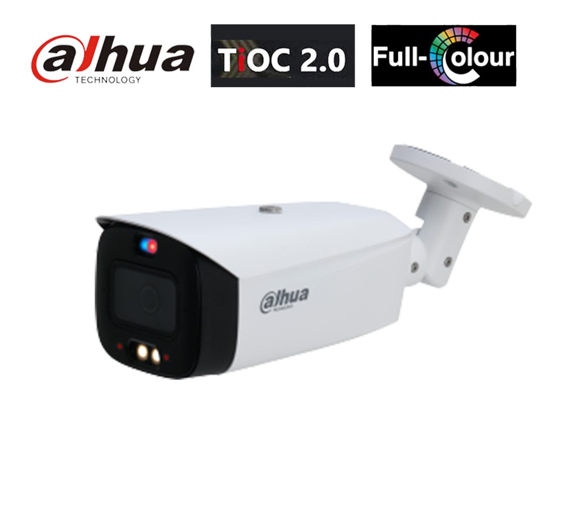 Dahua 6MP, Bullet Security Camera (White). TiOC 2.0, WizSense, Full-Colour, Active Deterence DH-IPC-HFW3649T1-AS-PV-ANZ