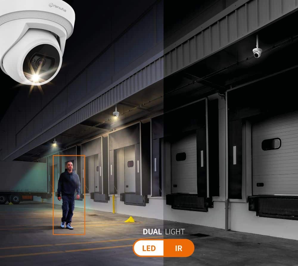 Hanwha Wisenet Q Surveillance Kit 4x Wisenet QNE-8011R / 5MP or 8MP AI FlatEye Camera, 4 Channel NVR with PoE + HDD