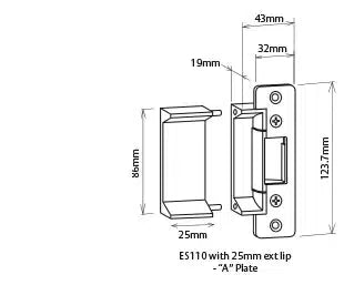 Lockwood ES110-1M E/STRIKE 12/24VDC Fail Safe Non Monitored
