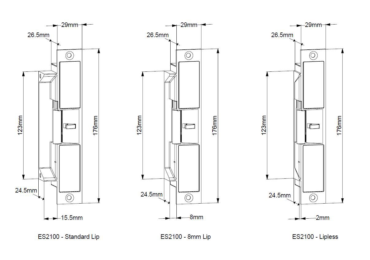 Lockwood ES2100 Electric Strike, 1000kg, Monitored, PTL/PTO, MRS, 10-30V DC (SCEC)