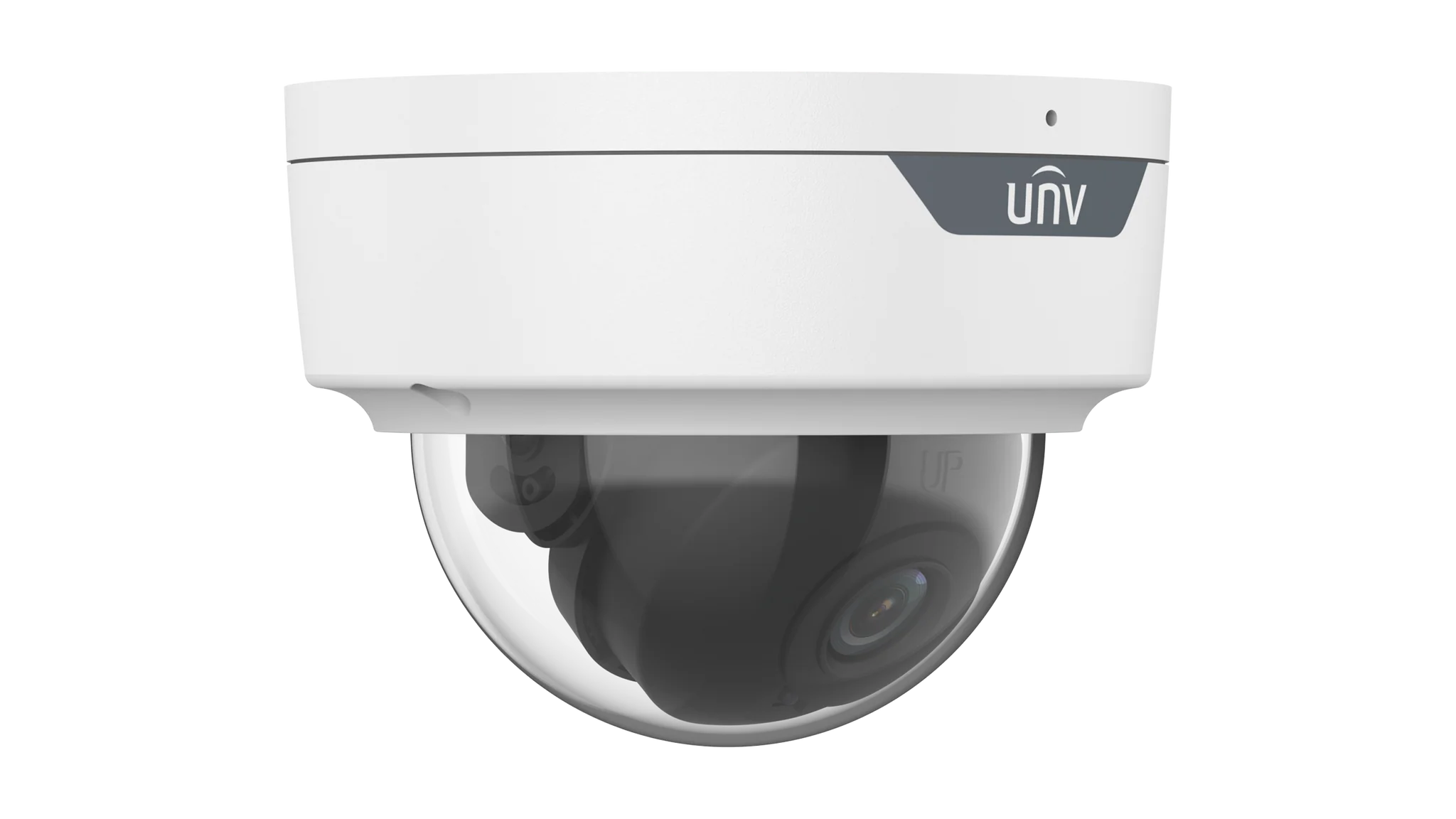Uniview IPC328SS-ADF28K-I1 8MP fixed IR dome CCTV camera with smart IR, human/vehicle detection, and built-in microphone.