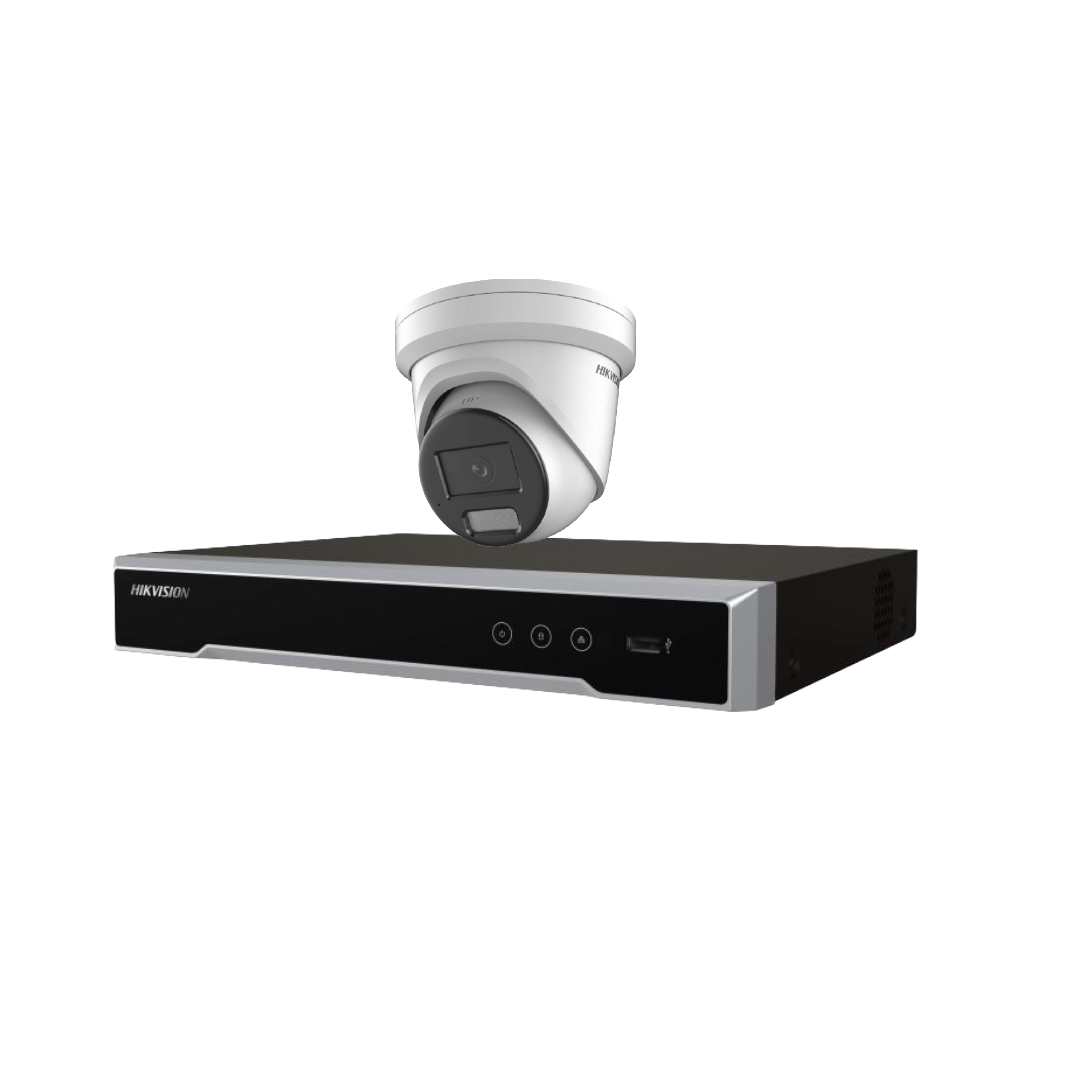 Hikvision upto x4 6MP Darkfighter AcuSense Turret Security Camera Kit + 4‑Channel PoE NVR Kit with Optional HDD | DS‑2CD2366G2H‑I(U) + DS‑7604NI‑M1/4P