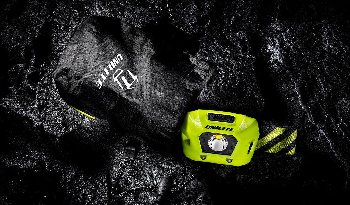 UNILITE HL-4R Rechargeable LED Head Torch – 275 Lumens, Red Night Vision LEDs, Adjustable Silicone Headband, USB-C Charging, Lightweight, Helmet Mount Included