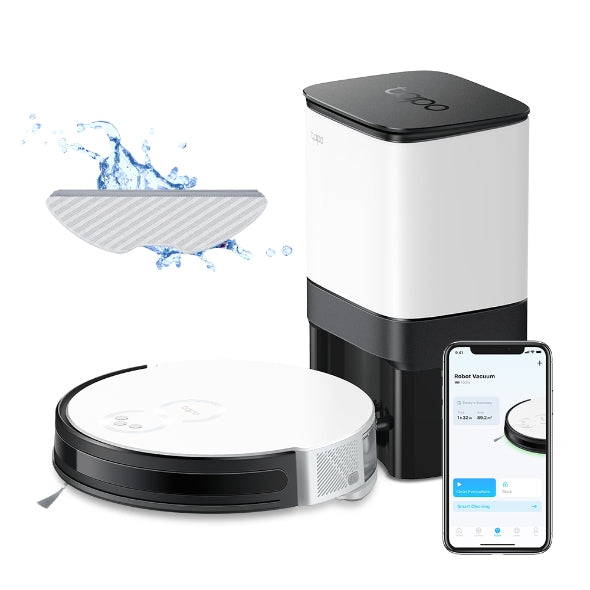 TP-Link Tapo RV10 Plus Robot Vacuum and Mop with Smart Auto-Empty Dock | 2000Pa Suction | Zigzag Path Planning | 3-Level Mopping | 3-Hour Runtime | App & Voice Control – TAPO-RV10-PLUS
