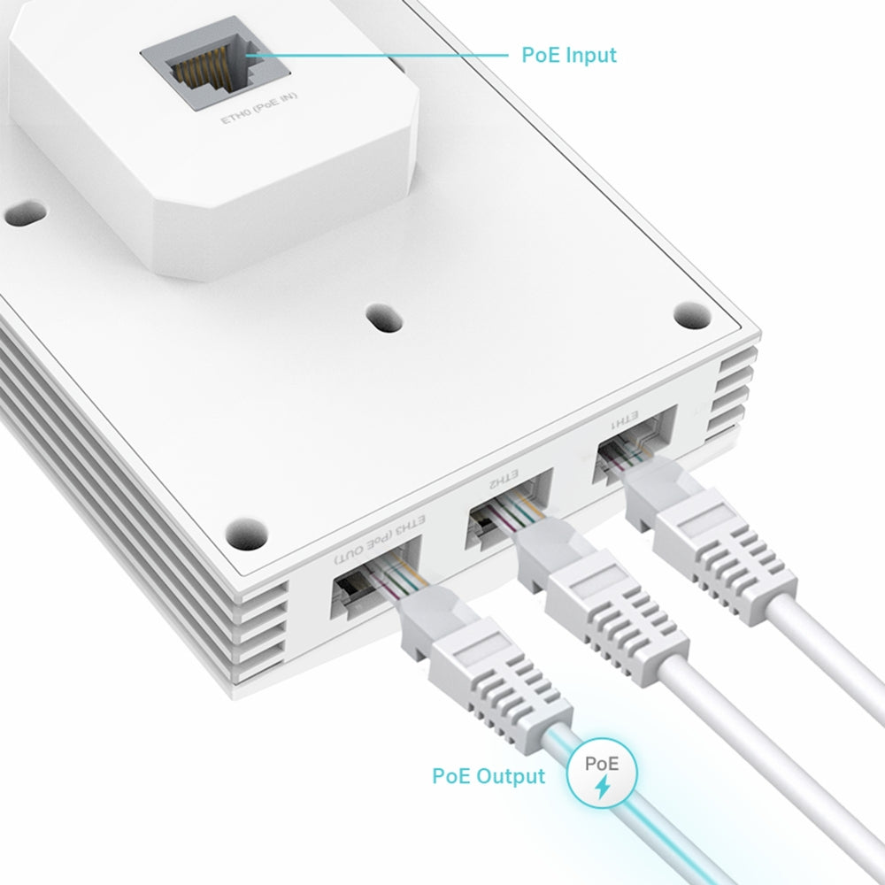 TP-Link EAP655-Wall AX3000 Wall Plate WiFi 6 Access Point | PoE+ | In-Room WiFi | 3× Gigabit Ports | Omada SDN Managed