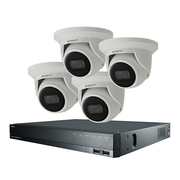 Wisenet Q Surveillance Kit 4x Wisenet QNE-8011R / 5MP H.265 NW IR Flateye Camera, 16CH 8M H.265 NVR with PoE Switch + 4TB HDD CT-QNE-KIT-16CH4CAM