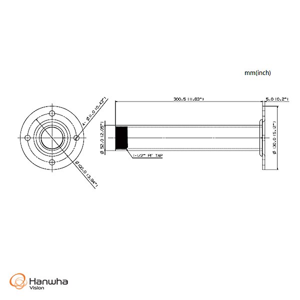 Hanwha Vision HV-SBP-300CMW Aluminium Ceiling Mount Bracket - Ivory