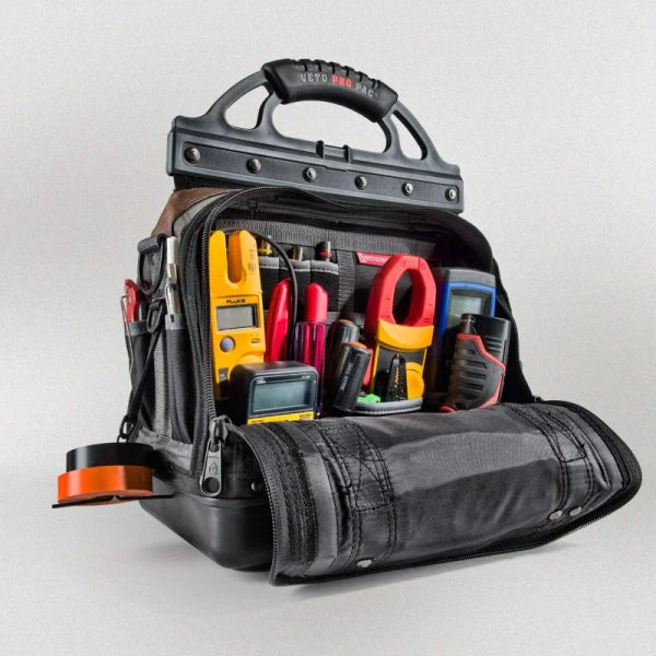 Veto Pro Pac TECH LC Tool Bag – Large HVAC Technician Closed-Top Bag with 53 Tiered Pockets, 6 Zippered Compartments & Waterproof Base (350x240x480mm)
