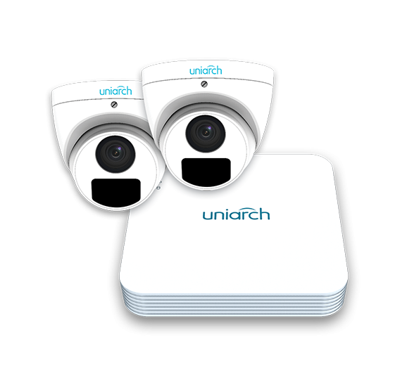Uniarch Surveillance Kit with 2x Uniarch 5MP Turret CCTV IP Camera and 4CH NVR with PoE Switch plus 2TB HDD