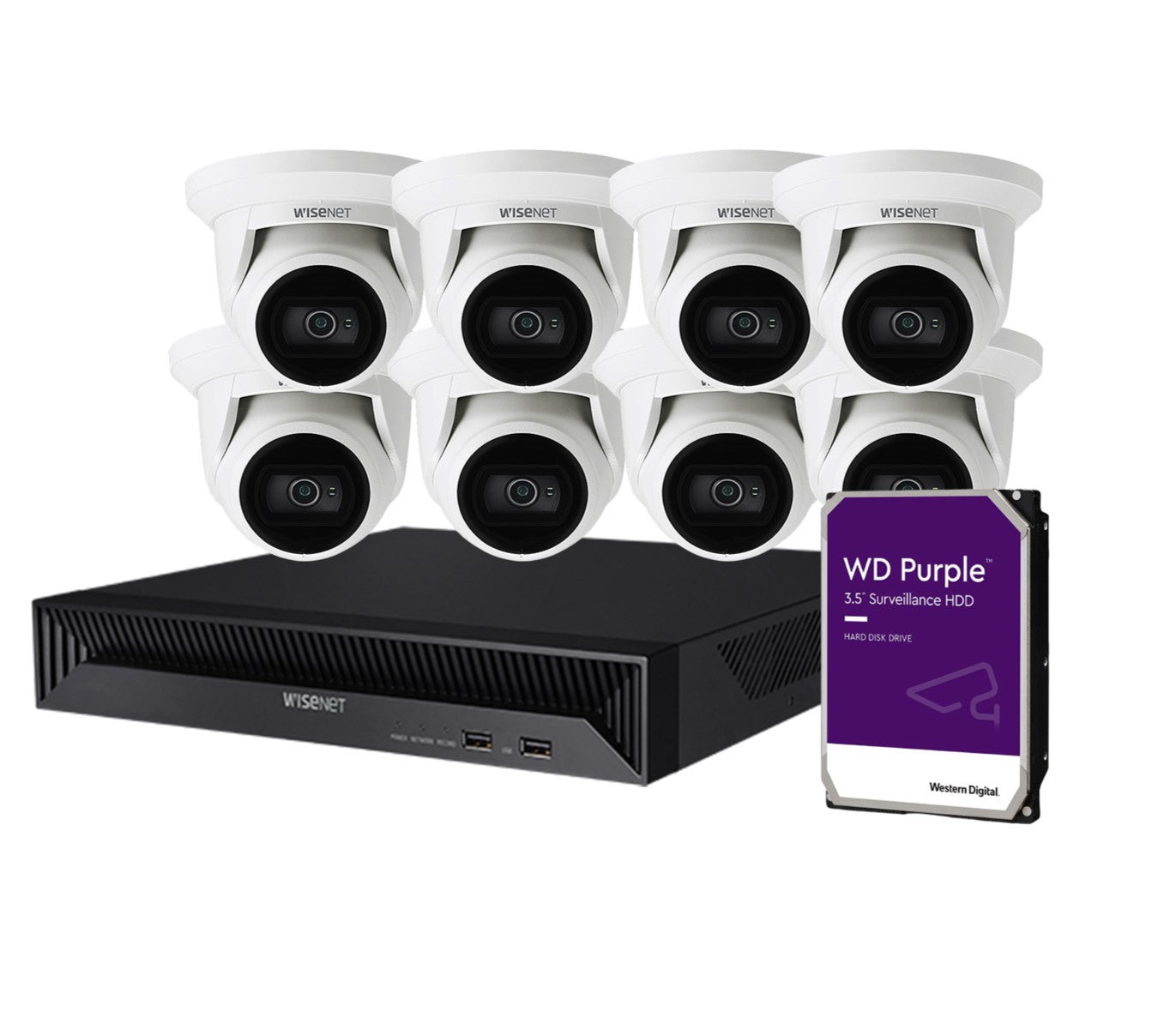 Hanwha Wisenet 5MP 8x Cameras CT-QNE-8011R + 8CH NVR + HDD Kit CT-QRN-830S