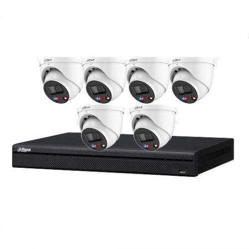 Dahua Active Deterrence TIOC AI 6 Cameras with 8CH NVR4108HS-8P-AI/ANZ AI NVR System (8MP Camera)