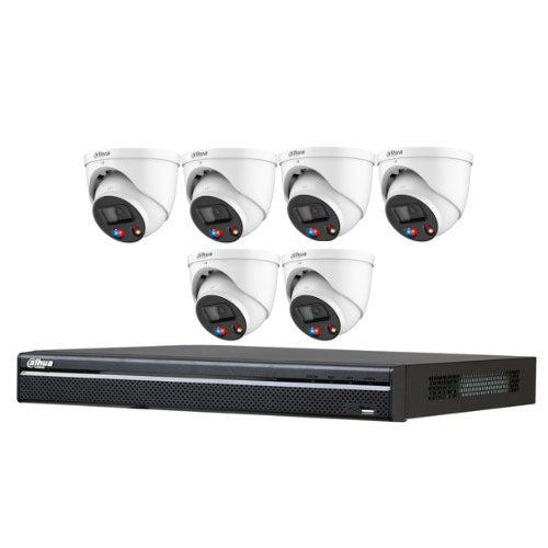 Dahua DH-IPC-HDW3649HP-AS-PV-0280B TIOC 6MP 6 Cameras Wizsense Turret Kit with 8CH AI NVR System Wizsense