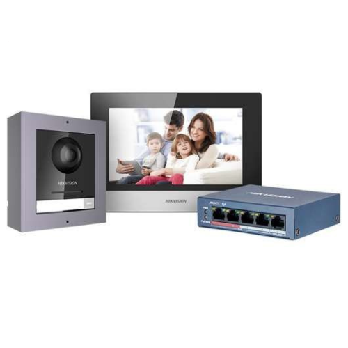 Hikvision DS-KIS602 2nd Gen IP Intercom Kit, 1-to-1 Modular, PSU, Surface Mount