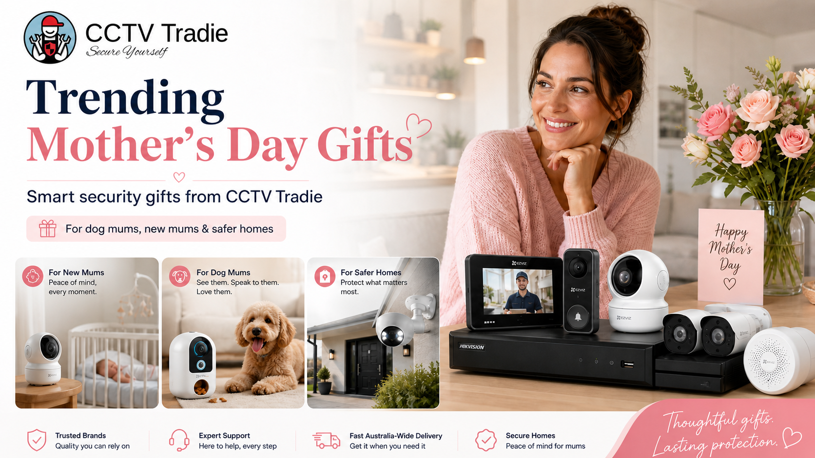 Trending Mother’s Day Gifts from CCTV Tradie: Smart Security Gifts for Dog Mums, New Mums & Every Mum Who Loves Peace of Mind