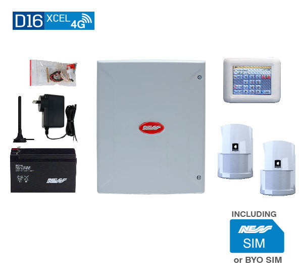 NESS D16XCEL4G NAVIGATOR LUX KIT – 4G Alarm Panel with Touchscreen Keypad & SIM | 16 Zone Professional Security System – SKU: NESS-K-9220