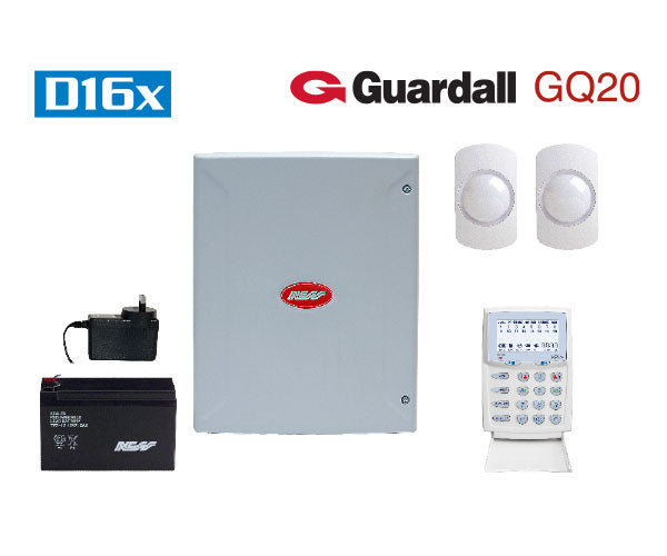 NESS D16XD 16-Zone Security System Kit with KPX+ LCD Keypad & Guardall GQ20 Quad PIRs – SKU: NESS-K-6415
