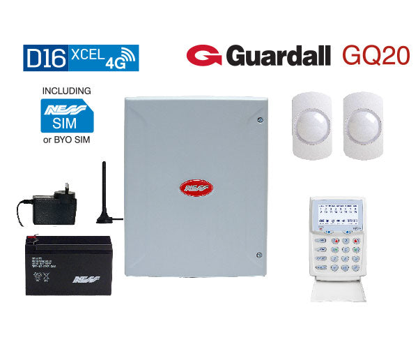 Ness D16XCEL 4G Alarm Kit with KPX+ Keypad & Guardall GQ20 Quad PIRs | 16-Zone Security System – SKU: NASSK-9415