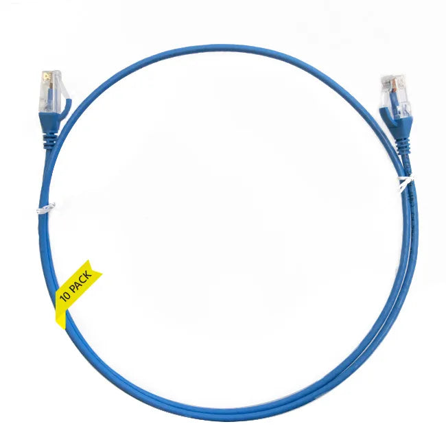 2m CAT6 Ultra Thin LSZH Ethernet Network Cable – 10 Pack | Blue | 28AWG | 10GbE | High-Density | 100% Copper | RCM Certified