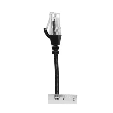 4Cabling 0.15m CAT6 Ultra-Thin LSZH Ethernet Network Cable | Black, High-Density 28AWG Patch Lead with Gold-Plated RJ45 Connectors