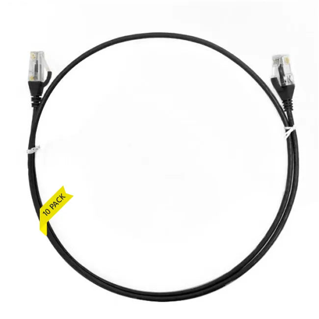 2m CAT6 Ultra Thin LSZH Ethernet Cable – 10 Pack | 100% Copper, 10Gbps, RJ45, 3.6mm Diameter | Black | Certified & Fluke Tested