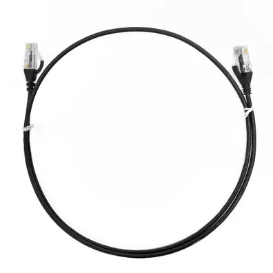 4Cabling 2.5m Cat 6 Ultra-Thin LSZH Ethernet Cable | Black, High-Density 28AWG Patch Lead with Gold-Plated RJ45 Connectors
