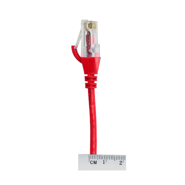 4Cabling 2.5m CAT6 Ultra-Thin LSZH Ethernet Cable | Red, 28AWG High-Density Network Patch Lead with Gold-Plated RJ45 Connectors