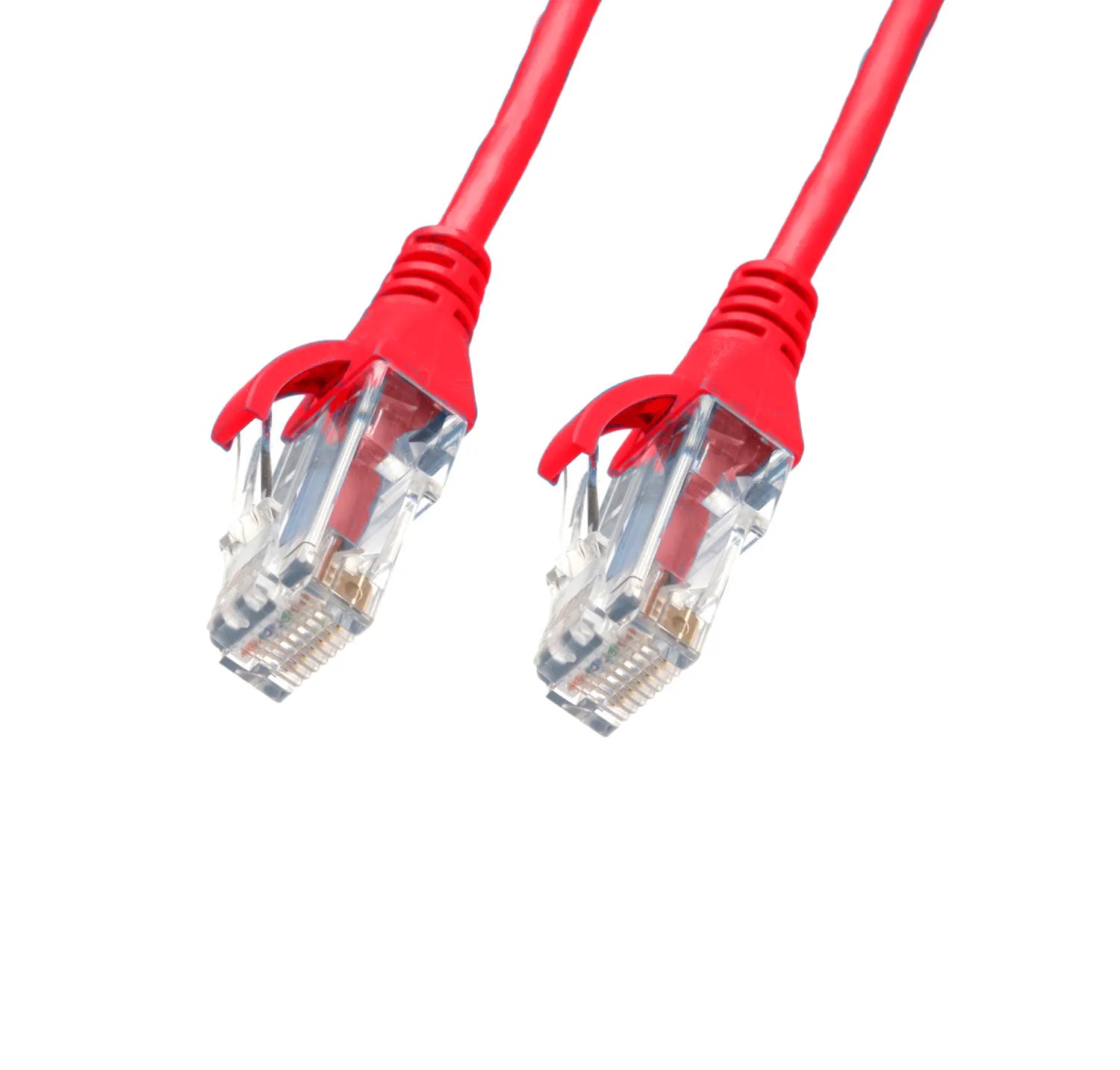 4Cabling 0.15m CAT6 Ultra-Thin LSZH Ethernet Cable | Red, 28AWG High-Density Patch Lead with Gold-Plated RJ45 Connectors