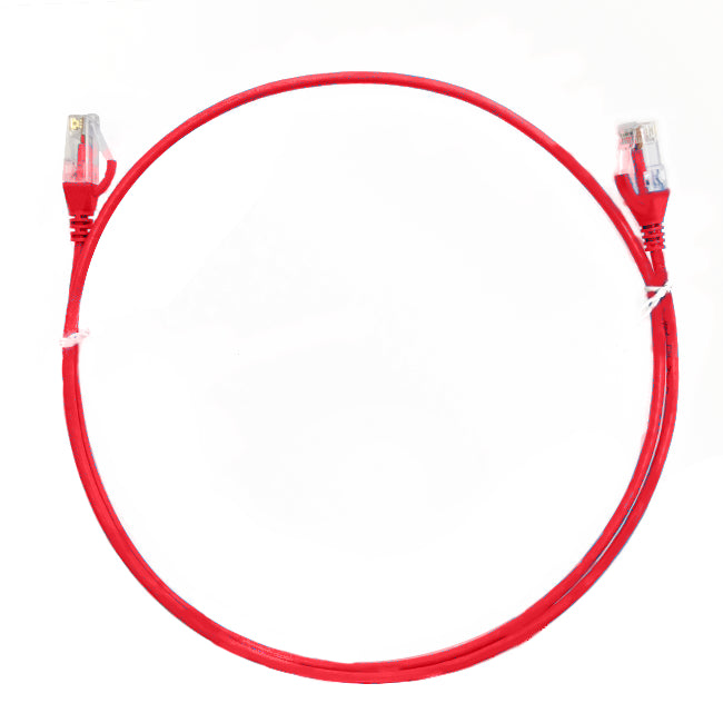 4Cabling 0.15m CAT6 Ultra-Thin LSZH Ethernet Cable | Red, 28AWG High-Density Patch Lead with Gold-Plated RJ45 Connectors