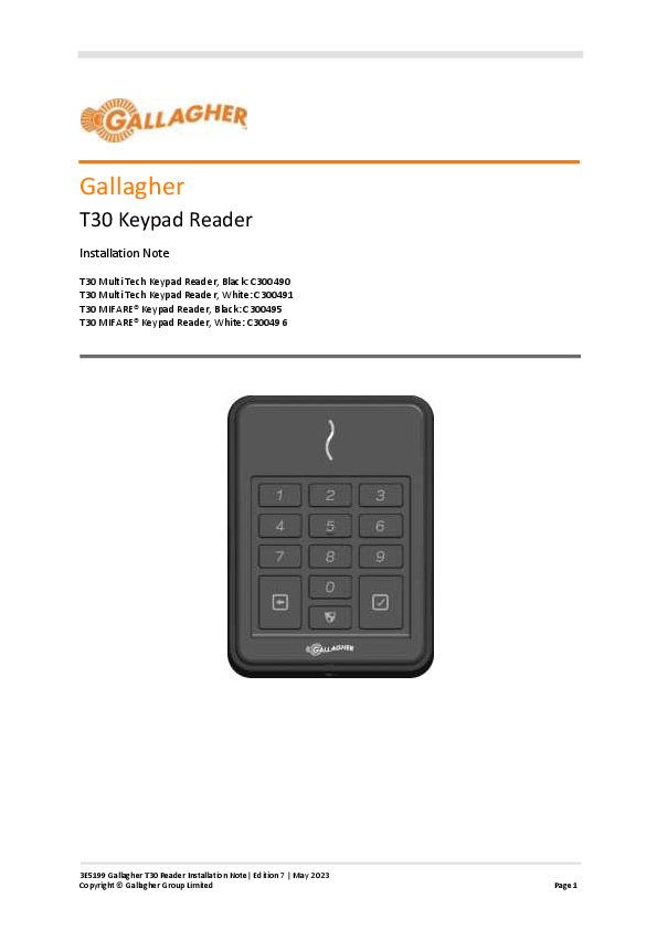 Gallagher SMB 1 Door Kit with T30 Multi-Tech Reader (Black) – Comprehe