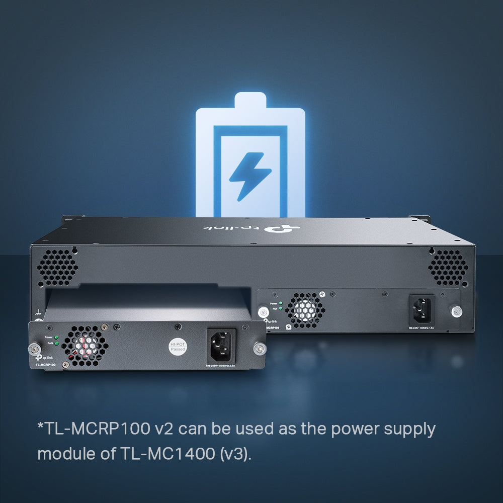 Mc Rack TP-Link TL-MC1400 | 14-Slot Rackmount Media Converter Chassis with Red