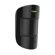 Ajax MotionProtect Jeweller wireless PIR motion detector in white or black for indoor security, part of Ajax alarm system components.
